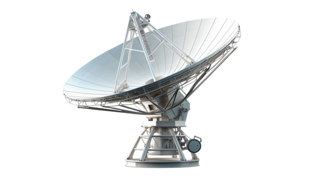 Professional satellite dish antenna capturing signals for global communication and research