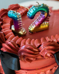 preteen girl 12 years old birthday celebration with cake and candles