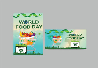 World Food Day concept. world food day october 16 Vector Illustrator creative artwork with light backgrounds. Graphic resource design for flyer, poster, banner, social media post, and web.