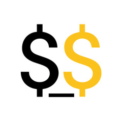 Obraz premium Graphic golden dollar symbol on a solid black background with clean lines