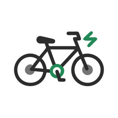 Fototapeta premium Electric Bicycle Vector Illustration on a Black Background Representing Eco-Friendly Transportation