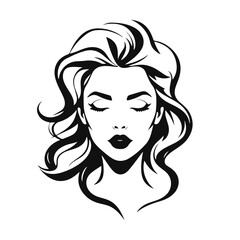 Elegant woman silhouette, female vector, beauty salon logo, lady face outline, stylish girl head design