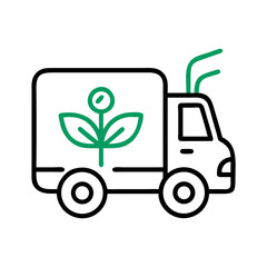 Stylized Green Plant Outline on Black Background for Branding and Eco Concepts