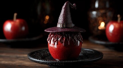 Candy Apple With Witches Hat Topping