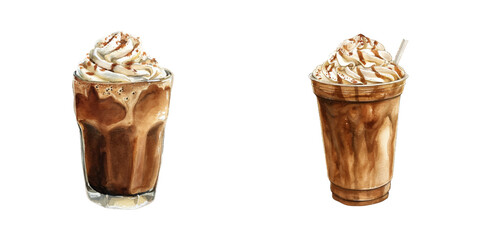 mocha frappe watercolor vector illustration
