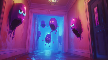 Adorable Halloween-themed background design, ideal for creating playful and festive backdrops or wallpapers.