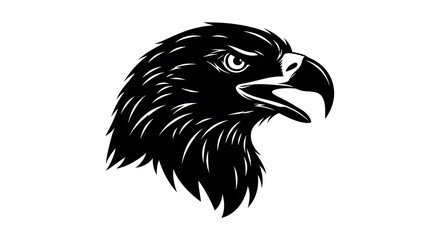 Obraz premium Powerful black and white illustration of an eagle's head, showcasing a strong and determined profile.