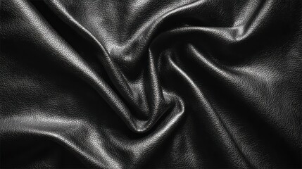 Fototapeta premium Wavy black leather texture, good surface detail and highlights. Use as background, overlay, for design, or texture element.