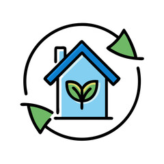 Eco-Friendly House Illustration: Symbol of Green Living and Sustainable Homes Concept for Awareness Campaigns
