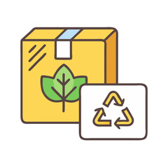 Eco-Friendly Packaging with Leaf and Recycling Symbol, Representing Sustainability and Environmental Responsibility