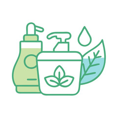 Organic Cosmetics Flat Illustration with Natural Elements for Eco-Friendly Brand Marketing