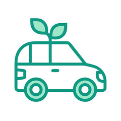 Eco-Friendly Electric Car Concept with Plant Leaves on Top over Black Background