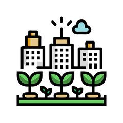 Urban gardening illustration depicting growth and sustainability in a modern city environment