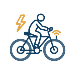 Fototapeta premium Modern electric bicycle with wireless connection and energy icon on black background