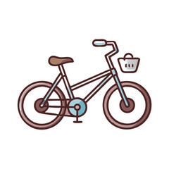 Fototapeta premium Stylized Bicycle Illustration with Basket on Black Background, Simple and Clean