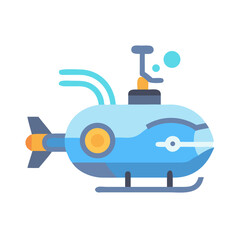 Obraz premium A stylized vector illustration of a blue submarine on a black background