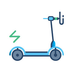 Electric scooter on black background, environmentally friendly transportation, modern urban mobility icon, e-scooter concept