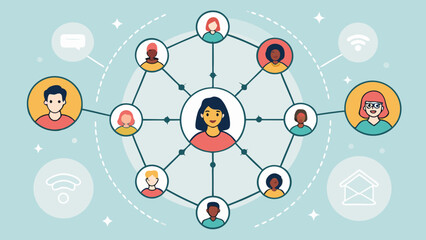 Diverse People Connected in a Network Illustration.