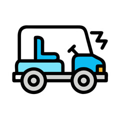Fototapeta premium Minimalist light blue truck icon on black background, a simple vector style image