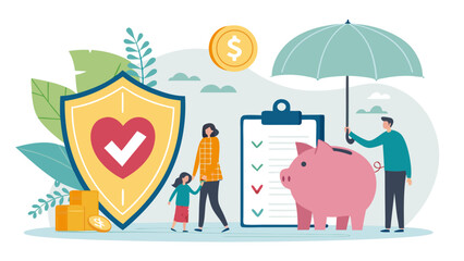 Family Financial Security and Protection Illustration. © nasyih