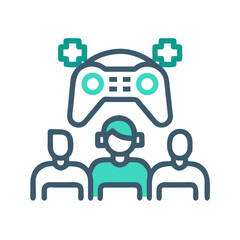 Minimalist Icon of Gamers and a Controller Representing Online Gaming Community and Esports