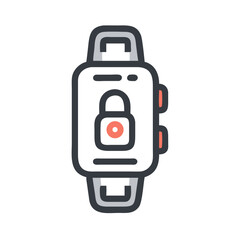 Fototapeta premium Smartwatch with security lock icon displayed on the screen representing data protection and device security
