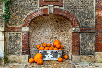 The pumpkins. Outbuildings.