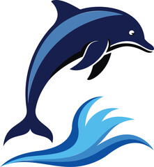 Fototapeta premium Silhouette of a dolphin jumping out of water, smooth curves.