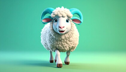 Cartoon sheep on a teal background