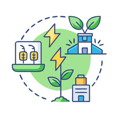 Fototapeta premium Renewable Energy Sources and Sustainable Technology Powering Green Buildings in an Energy Efficient Way