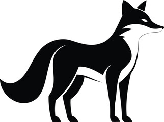Obraz premium Silhouette of a fox standing alert, minimal design.