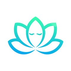 Elegant gradient lotus flower icon on black background representing peace and mindfulness