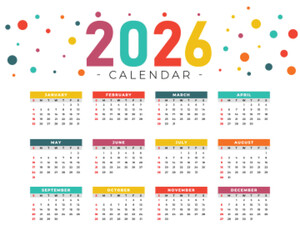 2026 Calendar Printable Planner Template Vector Design