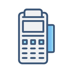 Stylized payment terminal icon with card slot for financial transactions and electronic payments