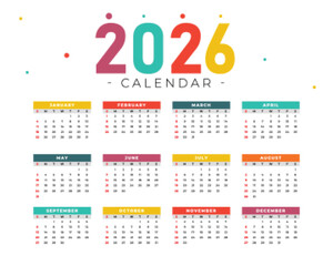 2026 Calendar Printable Planner Template Vector Design