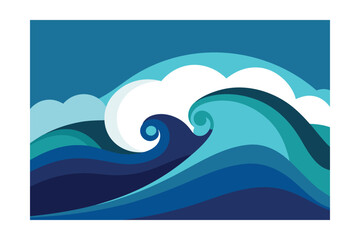 Abstract Geometric Ocean Wave Style Background