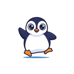 Obraz premium A friendly cartoon-style penguin mascot logo featuring adorable proportions, soft rounded shapes, and vibrant colors for playful branding
