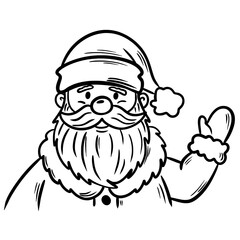 Santa Claus Waving Hand Christmas Coloring Page Vector Line Art