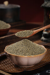 Organic Millet Grains in Wooden Bowl - Healthy Whole Grain Cereal for Gluten-Free Cooking