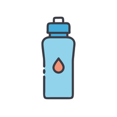 Isolated illustrated water bottle icon on solid black background for sports or health content