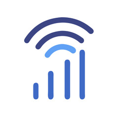 Simple Blue Signal Bars and Arcs on Black Background for Modern Technology