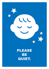 赤ちゃんや子供の睡眠を守る静かにしてくださいの注意サインポスター イラスト アイコン マーク 図記号 デザイン