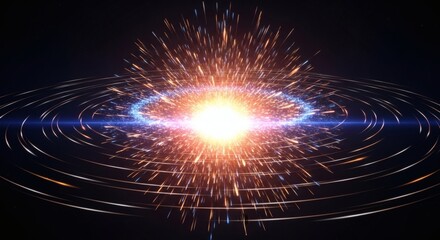Fototapeta premium Exploding star or cosmic event with swirling energy rings