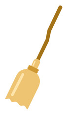 Traditional Wooden Broomstick, Symbol of Witches and Cleaning