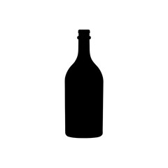 Silhouette of a bottle with a narrow neck on transparent background