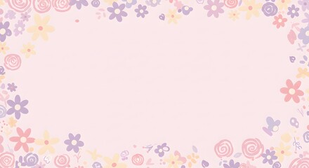 Delicate pastel floral border design with soft watercolor flowers for charming invitations and spring celebrations