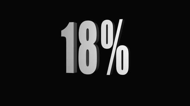 Abstract 3d graphic of percentage symbol indicating 18 percent against black background