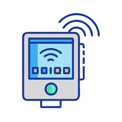 Vector illustration of a smart device with wireless connectivity on a black background