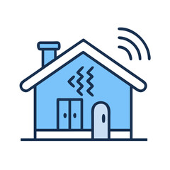 Illustration of a smart home with wifi symbol, showcasing connected technology in a house