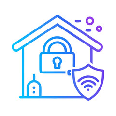 Obraz premium Smart Home Security: A House with Padlock and Wi-Fi Shield Icon Concept